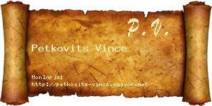 Petkovits Vince névjegykártya