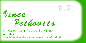 vince petkovits business card